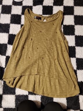 Olive Stud-Accent Tank Top - Women's Relaxed Fit